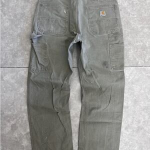 Carhartt Light Green Distressed Carpenter Pants Size 36 x 30
